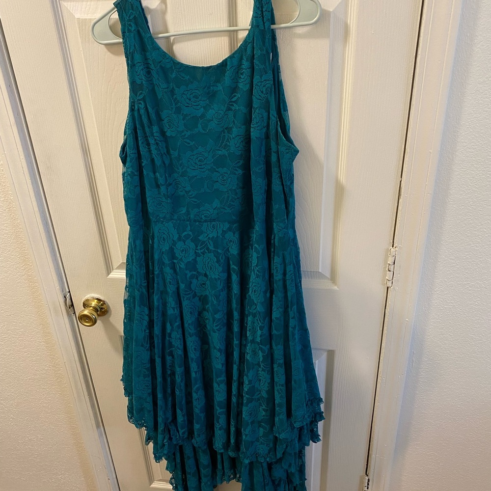 Women’s Teal Lace High-Low Dress